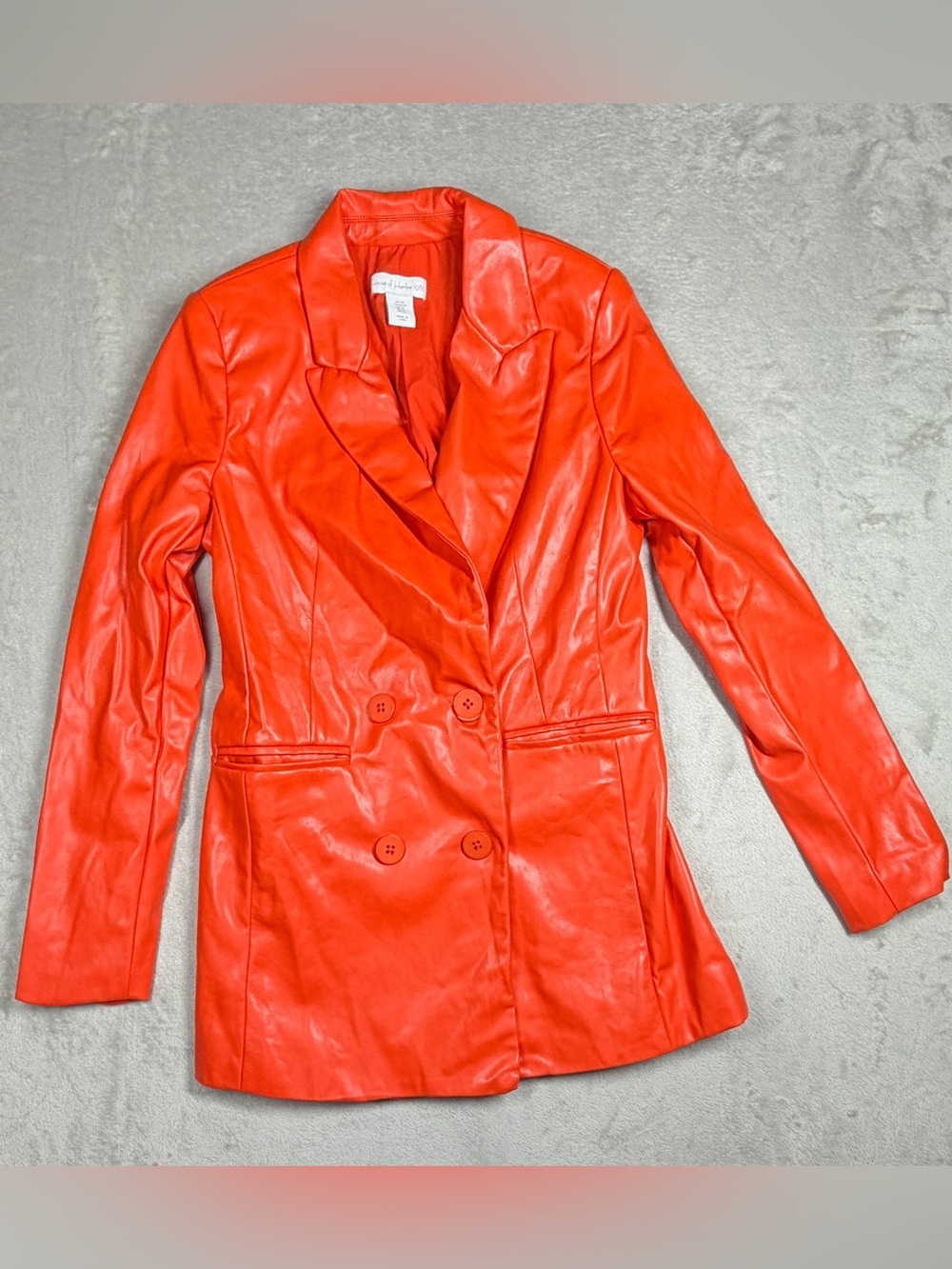 House of Harlow 1960 Faux Leather Orange Buttoned Front Blazer Jacket Size XS